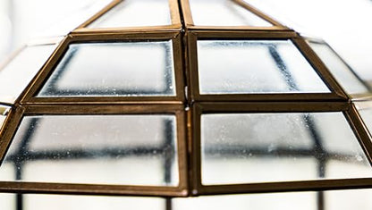 Urban Born Handmade Birdcage Large Glass Terrarium — 10" x 9" x 9" (Brass)