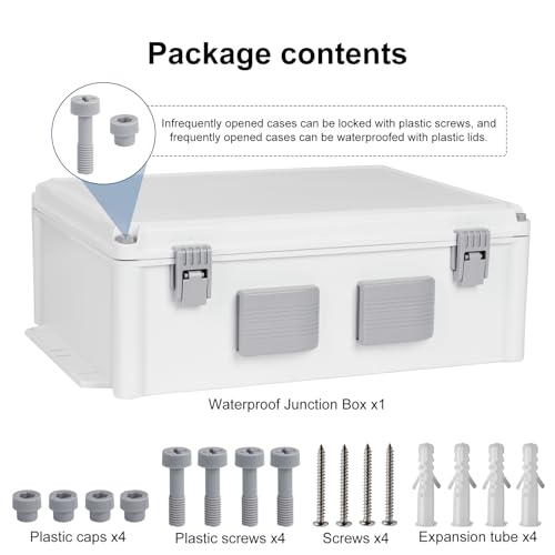 Namunanee Outdoor Electrical Junction Box, ABS Water Resistant Enclosure with Internal Mounting Panel & Hinged Cover (16.5" H x 12.6" L x 6.1" W) - size: 16.5"H x 12.6"L x 6.1"W & Standard