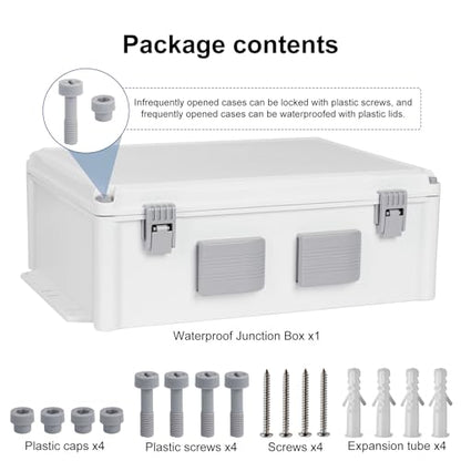 Namunanee Outdoor Electrical Junction Box, ABS Water Resistant Enclosure with Internal Mounting Panel & Hinged Cover (16.5" H x 12.6" L x 6.1" W) - size: 16.5"H x 12.6"L x 6.1"W & Standard