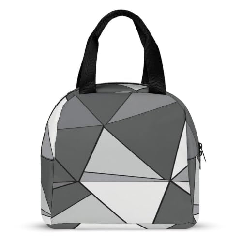 Stylish Geometric Insulated Lunch Bag for Women Men, Large Capacity Thermal Lunch Tote Bag with Handle - color: Stylish Geometric