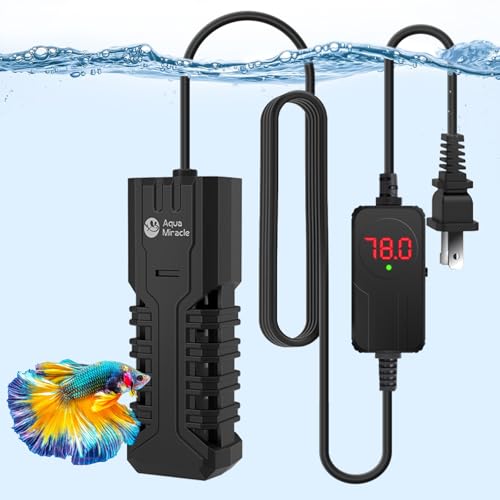 AquaMiracle Submersible Aquarium Heater with LED Digital Temp Display, Fish Tank Heater with Dry-Run & Over-Temp Protection, for Freshwater Saltwater Aquariums(100W/10-20Gal) - size: For 10-20 Gal Tank
