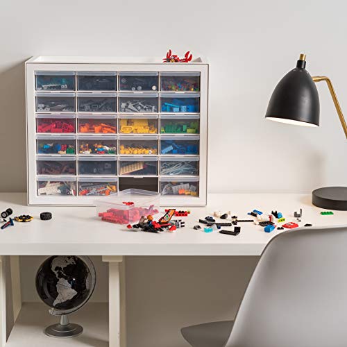 IRIS USA 24-Drawer Plastic Storage Cabinet, Teacher Toolbox, White | Wall mountable, Stackable, Small Business Scrapbook Art Balloons Building Bricks Crafts Stickers Storage - color: White, size: 24 Drawer