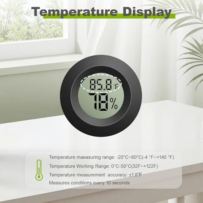 4-Pack Mini Hygrometer Thermometer, Digital LCD Humidity Meter Indoor/Outdoor Temperature Humidity Monitor, Reptile Thermometer Fahrenheit(℉)/Celsius(℃) for Incubators, Greenhouse Garden, Cellar, Jars