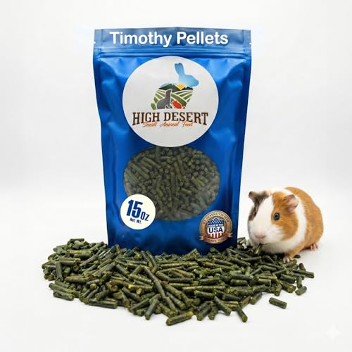 High Desert Timothy Hay Pellets for Small Pets, Natural Timothy Pellets for Daily Feeding, Rabbits, Chinchillas and Guinea Pigs Food, Balanced Fiber for Digestive Health, Small Pet Supplies, 15 oz Bag | Compressed Grass Fiber Formula, Supports Healthy Dig