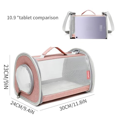 Guinea Pig Carrier Travel Small Animal Carrier Bag Lizard Bird Rabbit Carrier Cage Squirrel Breathable Bag Portable Travel Hamster Small Pet Hangbag (Large, Pink) - color: pink, size: Large