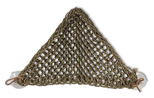 PENN-PLAX Reptology Lizard Lounger Corner Triangle – 100% Natural Seagrass Fiber – Great for Bearded Dragons, Anoles, Geckos, Iguanas, and Other Reptiles – Small - size: Small