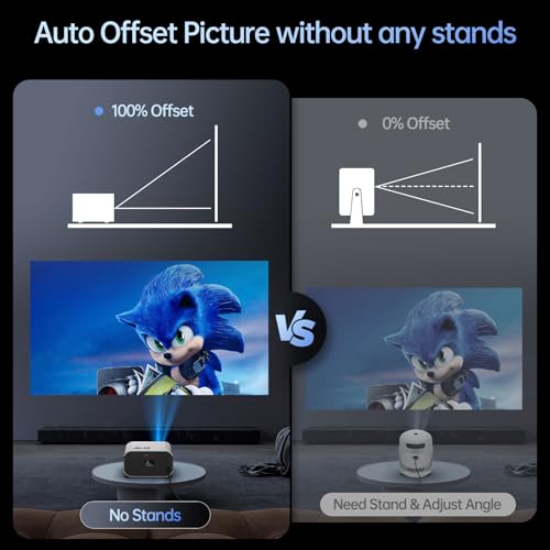 Home Projector with WiFi and Bluetooth, Native 1080P, 4K Support, Portable Smart Projector, Mirror Screen, Compatible with Android, iOS SmartPhone/PC/PS5/TV Stick for Home Movies