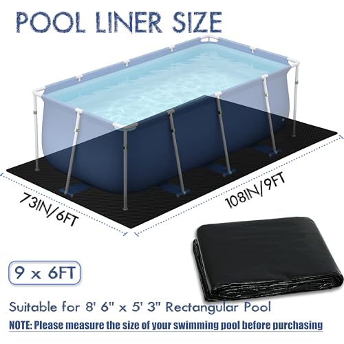 Rectangular Pool Liner Pad for Rectangular Abover Ground Swimming Pool, Heavy Duty Waterproof 200g/㎡ PE Material Rectangular Pool Liner, Prevent Punctures at the Bottom of the Pool (9x6FT) - size: 9' x 6' (Rectangular)