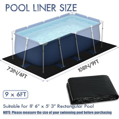 Rectangular Pool Liner Pad for Rectangular Abover Ground Swimming Pool, Heavy Duty Waterproof 200g/㎡ PE Material Rectangular Pool Liner, Prevent Punctures at the Bottom of the Pool (9x6FT) - size: 9' x 6' (Rectangular)