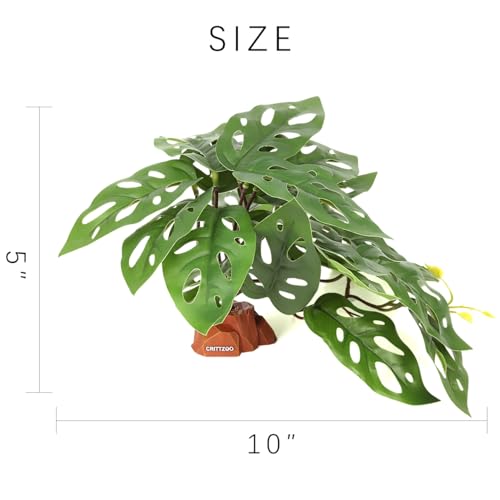 Reptile Fake Plants Terrarium Decor Leopard Gecko Bearded Dragon - color: Fake Swiss Cheese Plants