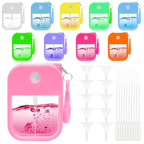 10 Pcs Portable Card Spray Bottle 1.29oz Refillable Perfume Bottle Reusable Leakproof Water Spray Bottle with Keychain for Cosmetic 10 Color - color: 10 Pcs