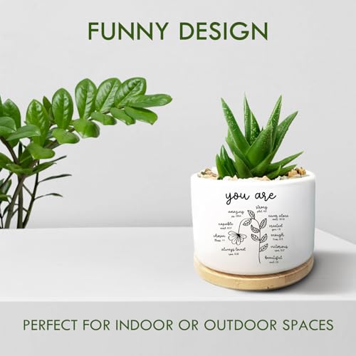 Christian Religious Gifts for Women, Succulent Plant Pot, Cactus Flower Planter Gifts, Inspirational Motivational Gifts for Women Friend, Plant Pots for Office Desk Table Shelf (No Plants) - color: Pots-you Are Amazing