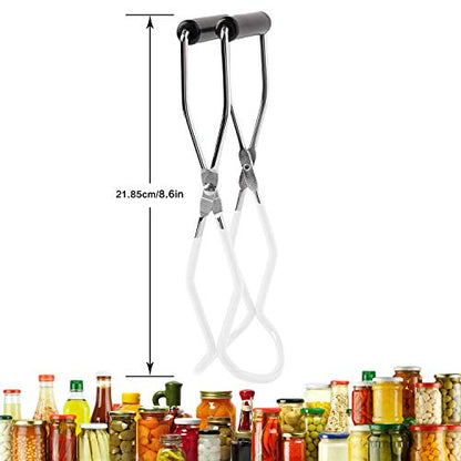 Canning Jar Lifter Tongs, Canning Supplies | Stainless Steel Jar Lifter with Grip Handle for Home Kitchen, White - color: White