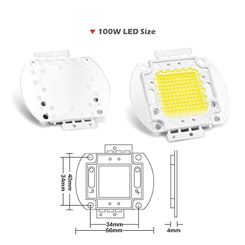 CHANZON High Power Led Chip 100W White 6000K - 6500K | (3000mA / DC 30V - 34V / 100 Watt) Super Bright Intensity SMD COB Light Emitter Components Diode Bulb Lamp Beads DIY Lighting - color: C) White (6000k)