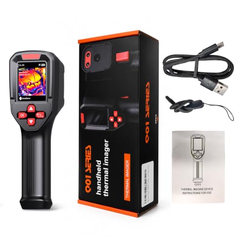 Mini Thermal Imager, Monocular Thermal Imager, 240 x 240 Infrared Resolution, HVAC Tool, Infrared Thermometer, Electrical Wiring Inspection — Black and Red (Black)