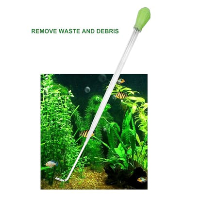50ml Manual Coral Fish Feeder/Water Changer/Waste Remover with 2pcs Extension Pipes, Fecsam 17.7inch Aquarium Clean Tool for Fish Tank Cleaning, Aquatic Pipette Dropper, Gravel Cleaner Siphon