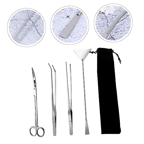 jojofuny 1Set Stainless Steel Fish Tank Cleaning Tools Aquascaping Kit for Aquatic Plant Maintenance with Pouch Durable Flexible Aquarium Supplies for Betta Fish Tanks