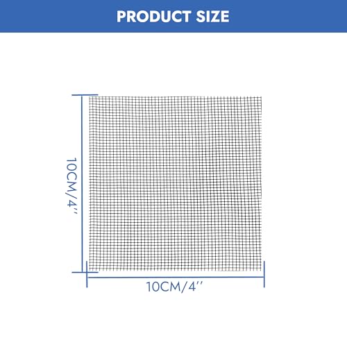 100 Pcs 4x4 Inch Plastic Mesh Screen for Plant Pots - Black Drainage Hole Covers for Succulents, Flowers & Planters - Bonsai Soil Mesh Pad Prevents Erosion, Adjustable Cut-to-Size Planter Liner