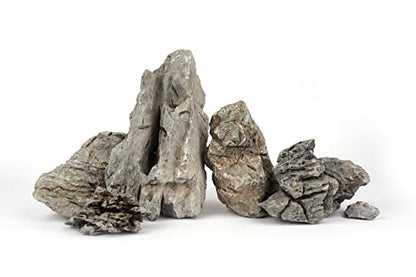 Seiryu Stone Natural Aquascaping Rock 17lb Planted Aquarium Iwagumi | Bluish veined texture; iwagumi aquascape - size: 06 Seiryu Stones(3-11inch,17lbs)