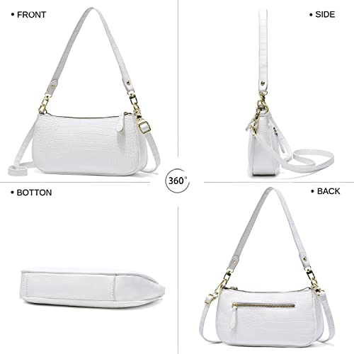 Small Tote Shoulder Bags Purses for Women Retro Classic Crossbody Bags Cute Clutch Purse and Handbag - color: 0-1-white