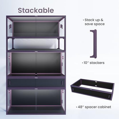 Lightweight 85 Gallon Reptile Enclosure for Snake, Bearded Dragon | Optimal Ventilation & Light Penetration by Rust Proof Mesh Top, Easy Assembly within 6 Steps with Clear Instruction - color: Royal Purple, size: 85 Gallon