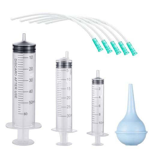 9-Piece Puppy Tube Feeding Kit – Includes 5 Feeding Tubes, 3 Syringes (10ml, 30ml, 60ml) & 1 Bulb Syringe – Ideal for Small Pets, Kittens, Lambs & Whelping Care