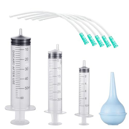 9-Piece Puppy Tube Feeding Kit – Includes 5 Feeding Tubes, 3 Syringes (10ml, 30ml, 60ml) & 1 Bulb Syringe – Ideal for Small Pets, Kittens, Lambs & Whelping Care