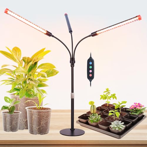 FECiDA 2026 3Head Table Top Grow Lights for Seed Starting, Indoor Plants, Bonsai, 27 Watt Power Draw, NO Need Adapter, 4/8/12/16/20H Timer, 16"-24" Height Adjustable - size: Desk-3Head-27W