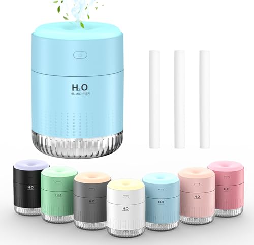 SZO Plant Humidifier Indoor, 500ml Blue with Colorful Lights | Small Humidifiers for Plants, Travel, Bedroom, Office Desktop, Baby Room - color: Blue