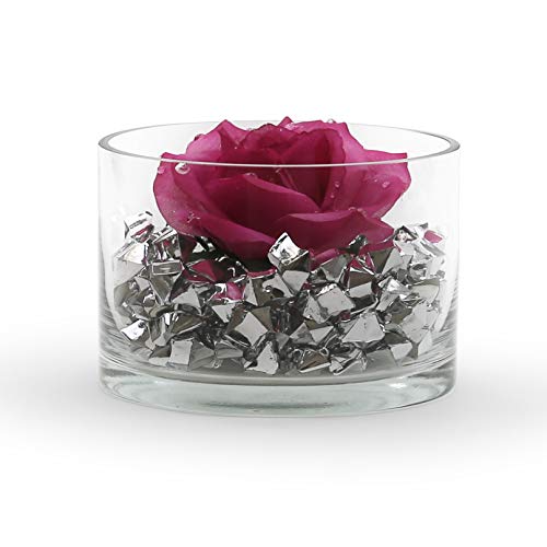 WGV Cylinder Vase, Width 6", Height 4", Clear Glass Container Terrarium Candle Holder for Wedding Centerpiece, Party Event, Home Office Decor, 1 Piece - size: 6"x4"H