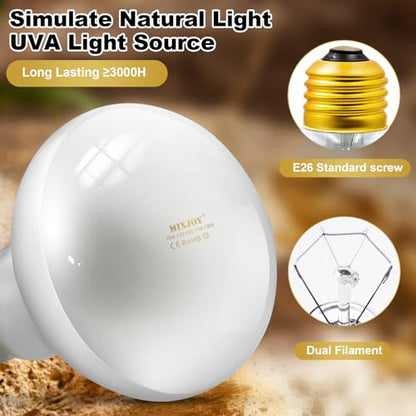 MIXJOY 75W Reptile Heat Lamp Bulbs, 2Pack Heat Lamp Bulbs for Reptiles Basking Bulbs UVA Daylight Basking Light Amphibians Heating Lamp Emitter for Lizard, Tortoise, Bearded Dragon Gecko, Chicken - style: 2Pack 75W