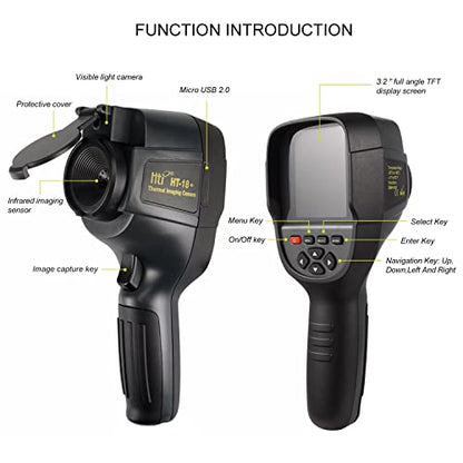 256X192 Higher IR Resolution HT-18+ Handheld Thermal Camera from HTI -18 Newest Update, IR Resolution Improved to 256x192 with 25 HZ, 300,000 Pixels, Easy to Read 3.2" Color Display, Includes Battery