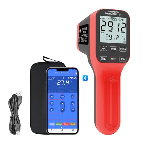 -58°F to 2912°F Infrared Thermometer Gun, Non Contact Digital Laser Thermometer with Bluetooth,for Cooking, Pizza Oven, Engine, USB Rechargeable
