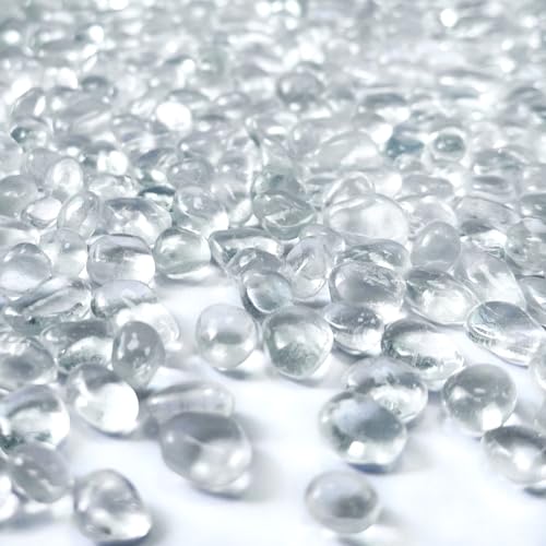 0.88LB Clear Fish Tank Gravel Aquarium Glass Stones Sea Glass Pebbles Aquarium Gravel Rocks Fish Tank Rocks, Sand Glass Gems Stones Beads Pebbles Rock for Vase Filler Turtle Fish Tank Decoration - color: Clear