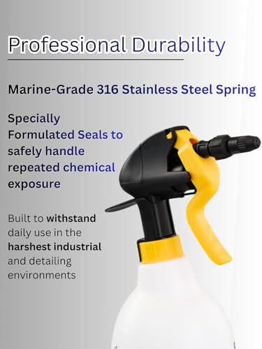 Sprayers Plus 801 Acid Trigger Sprayer, Heavy Duty Chemical Resistant Bottle for Muriatic Acid, Rust Removal & Aluminum Brightening, Professional Acid Sprayer 316 Stainless Steel Spring,1.44Litres - color: 801 Acid