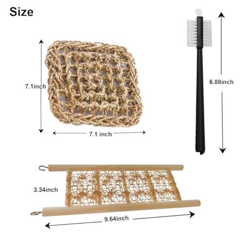 Hermit Crab Climbing Toys,Hermit Crab Accessories for Live Hermit Crab Chameleon Hamster Guinea Pig Seagrass Hammocks and Reptile Ladder Bridge Set with Small Brush
