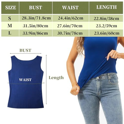 Toulite 4 Pcs Thermal Tank Tops Women Underwear Tops Sleeveless Undershirt for Women Cotton Camisole Warm Base Layer - color: Black, Dark Blue, Army Green, Wine Red, size: Medium