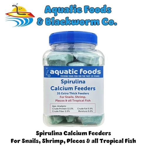 Spirulina Enriched Calcium Feeders... 35ct Small Jar | For Shrimp, For Snails, For Crabs, Crayfish, Pleco, Catfish, For All Tropical Fish - size: 35 Count (Pack of 1)