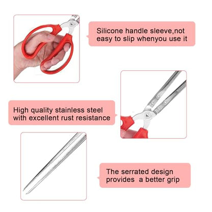 15 Inch Snake Feeding Tongs, Reptile Feeding Tongs,Snake Grabber Tool Stick Reptile Tongs for Lizard Reptiles,Snakes,Tank Accessories Terrarium Supplies (Straight Head)