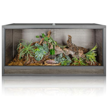 120 Gallon Reptile Tank, 48 x 24 x 24 Wooden Reptile Terrarium with Sliding Door & Top Screen Ventilation, Suitable for Bearded Dragon Ball Python Gecko Lizard, Better Insulation