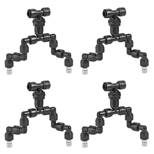 CozyCabin 4Pcs Double Reptile Mister Nozzles, 1/4'' Reptile Misting Spray Nozzle 360 Degree Adjustable Detachable Nozzle - Fine Mist Fogger for Terrarium, Aquarium Rainforest - size: 4pcs Dual Head