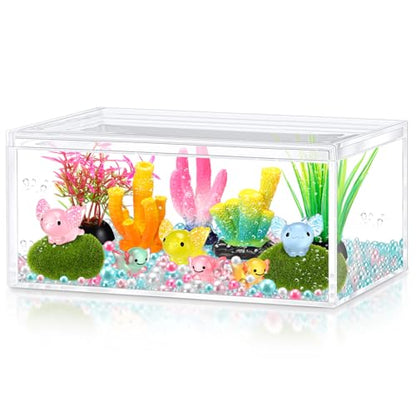 HyDren Axolotl Crafts DIY Tank Glow in The Dark Mini Axolotl Figures Gift for Home Sea Themed Birthday Party Decorations (Vivid) - style: Vivid