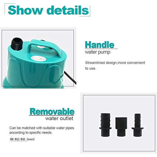 5W Submersible Water Pump, 66GPH Quiet Aquarium Pump | Multifunctional Mini Pump for 5-50 Gal Aquariums, Ponds & Hydroponics. Features Smart Dry-Run Protection