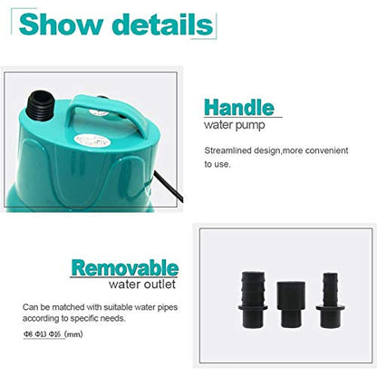 5W Submersible Water Pump, 66GPH Quiet Aquarium Pump | Multifunctional Mini Pump for 5-50 Gal Aquariums, Ponds & Hydroponics. Features Smart Dry-Run Protection