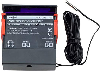 AC 110V Fahrenheit Digital Temperature Controller 10A | 1 Relay, with NTC 10K Sensor Probe