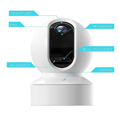 Pet Camera, 2K HD Dog Camera with Phone APP, 360° Pan/Tilt View Puppy Cam, One Click Call for Baby Monitor, MagivPix Night Vision,Motion Tracking Alarm with Cloud/Local SD,Home Indoor Security Cam - style: 1 Pack