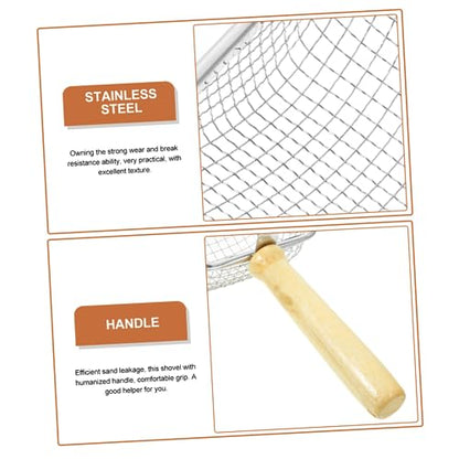 Mikikit Cat Litter Scoop with Wood Handle Ergonomic Design for Easy Pet Waste Cleaning for Reptile Terrariums and Animals Durable and Wear Litter
