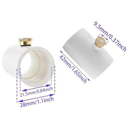 5 Pcs PVC Mist Nozzle Coupling with Brass Mist Nozzle for 1/2 Inch PVC Pipe for Greenhouse Outdoor Misting Cooling System (White)