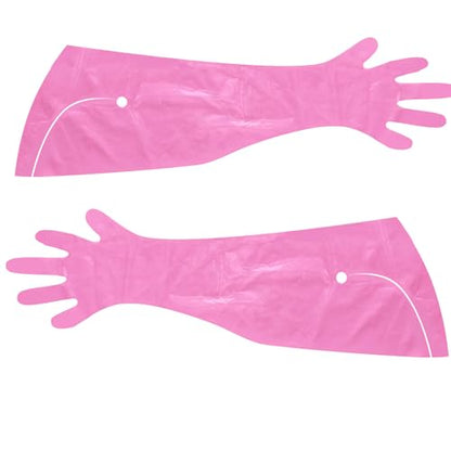 Halter Disposable Artificial Insemination Gloves Veterinary Gloves Shoulder Length Disposable Cow Palpation - color: Pink