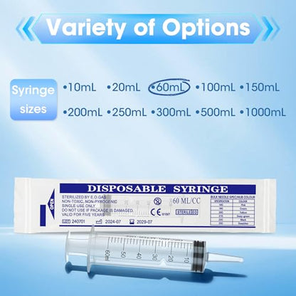 60ml Syringe for Liquids, Individually Wrapped, 5 Pack | Plastic Syringes for Liquids, Jello Shots, Precision Liquid Dispensing, DIY Craft & Resin Measuring - style: 60cc